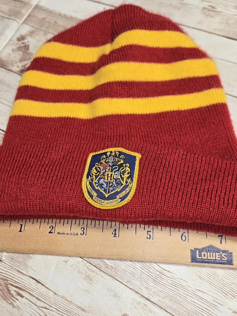Harry Potter Hogwarts Red Gold Striped Knit Beanie Hat